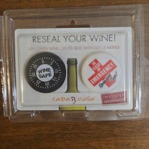 CapaBunga Silicone Wine Bottle Caps 2 Pack Wine Safe Emergency Leak Proof Seal